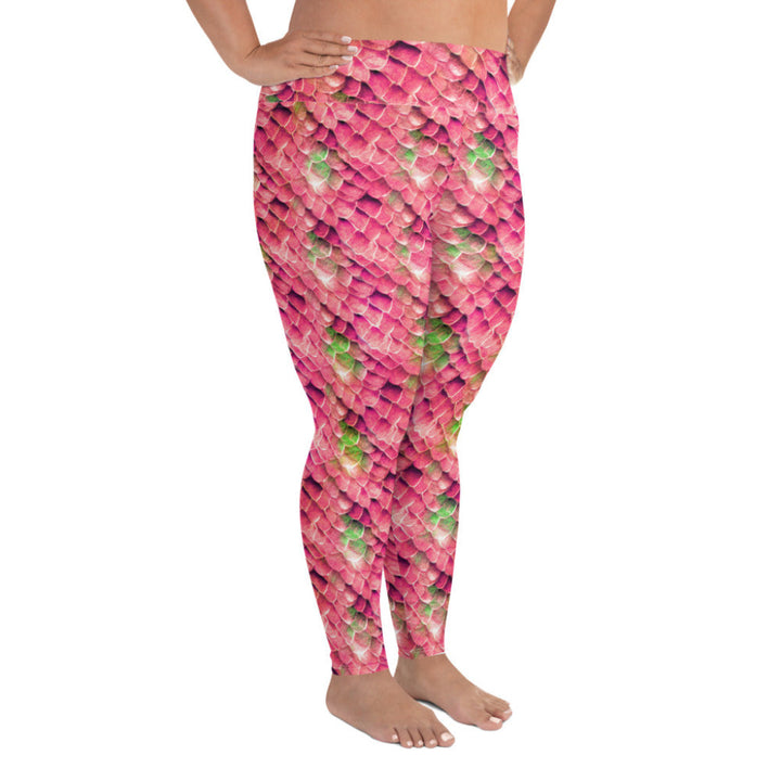 Plus Size High Waist Swim Leggings in Pink - Side View