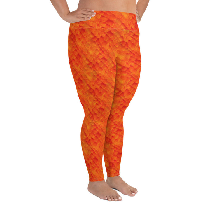 Plus Size High Waist Swim Leggings in Orange - Side View