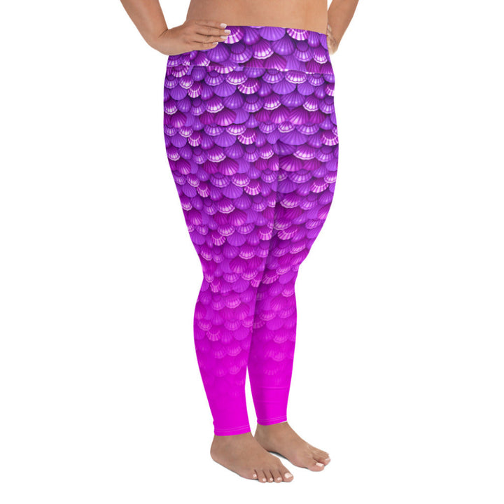 Plus Size High Waist Swim Leggings in Purple - Side View