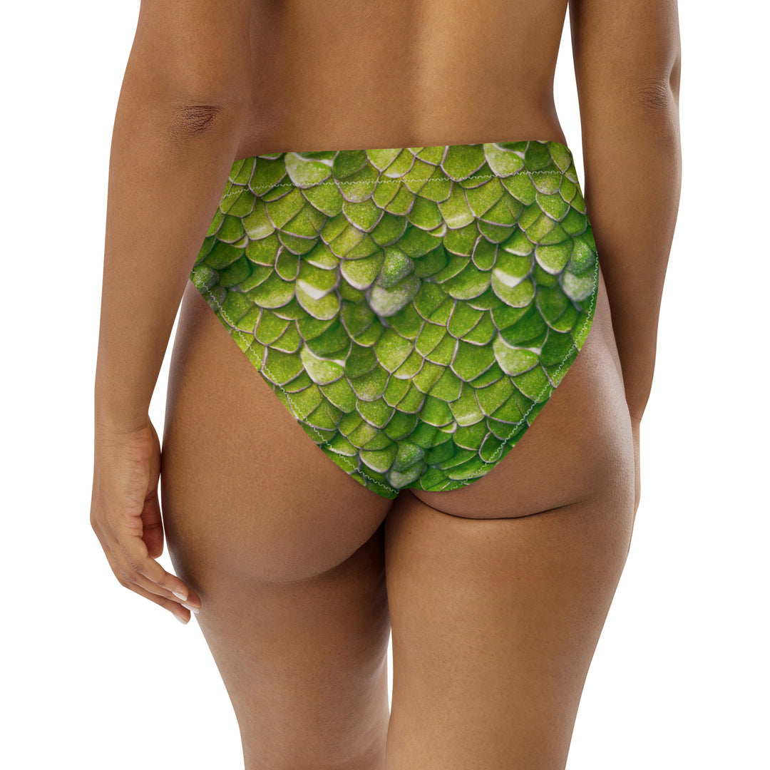 High Waist Bikini Bottom in Green - Rear View