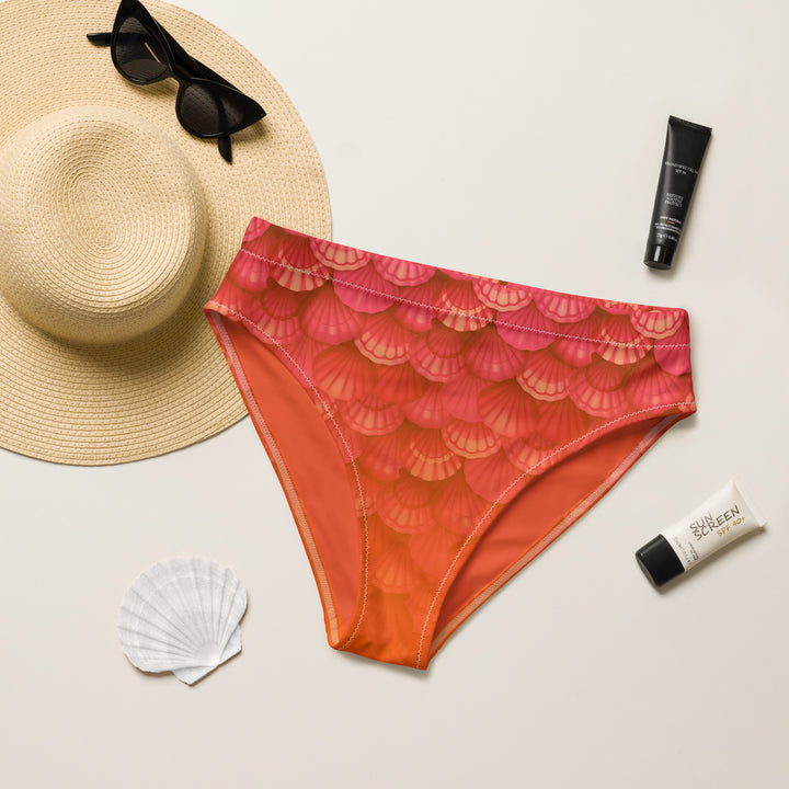 High Waist Bikini Bottom in Coral