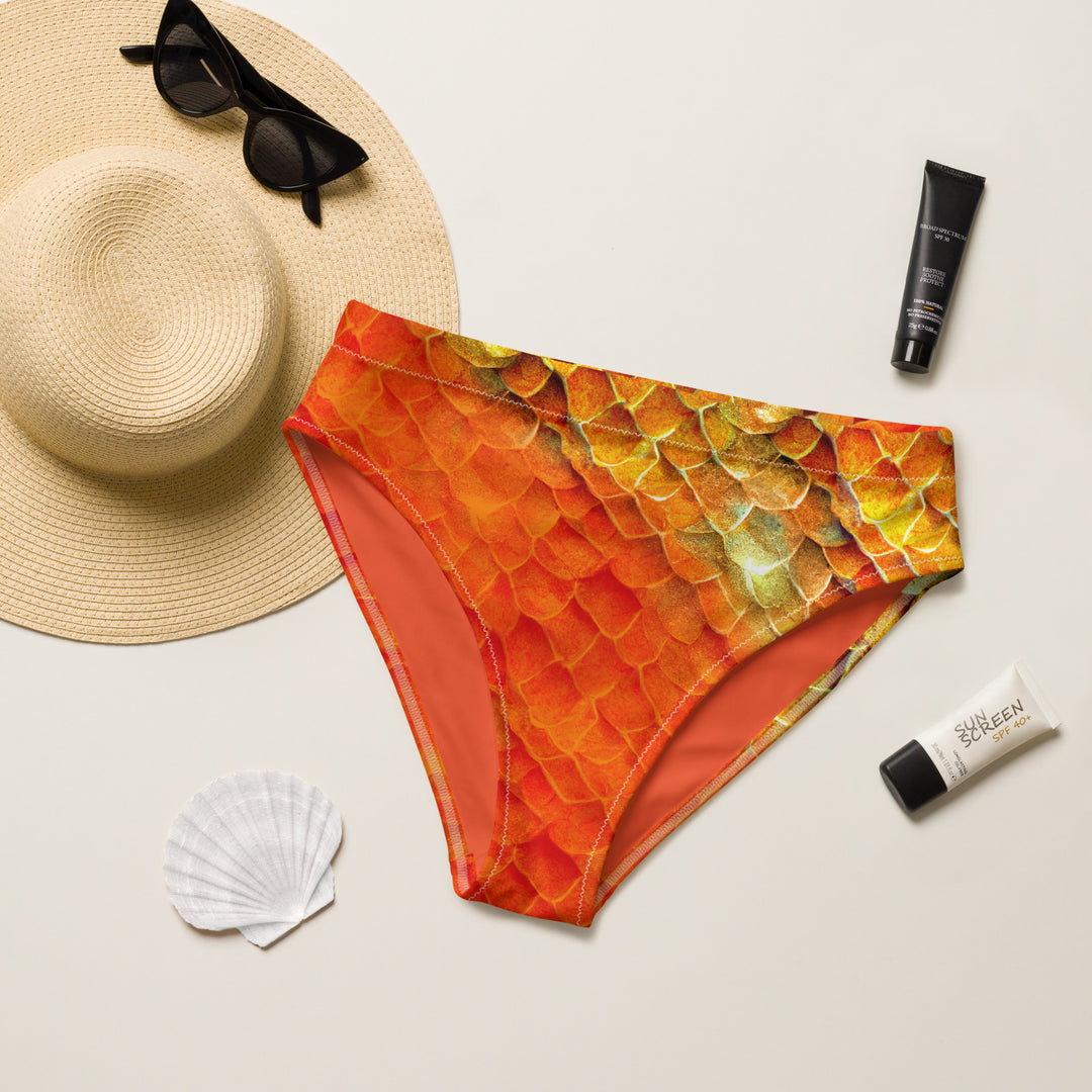 High Waist Bikini Bottom in Gold/Orange