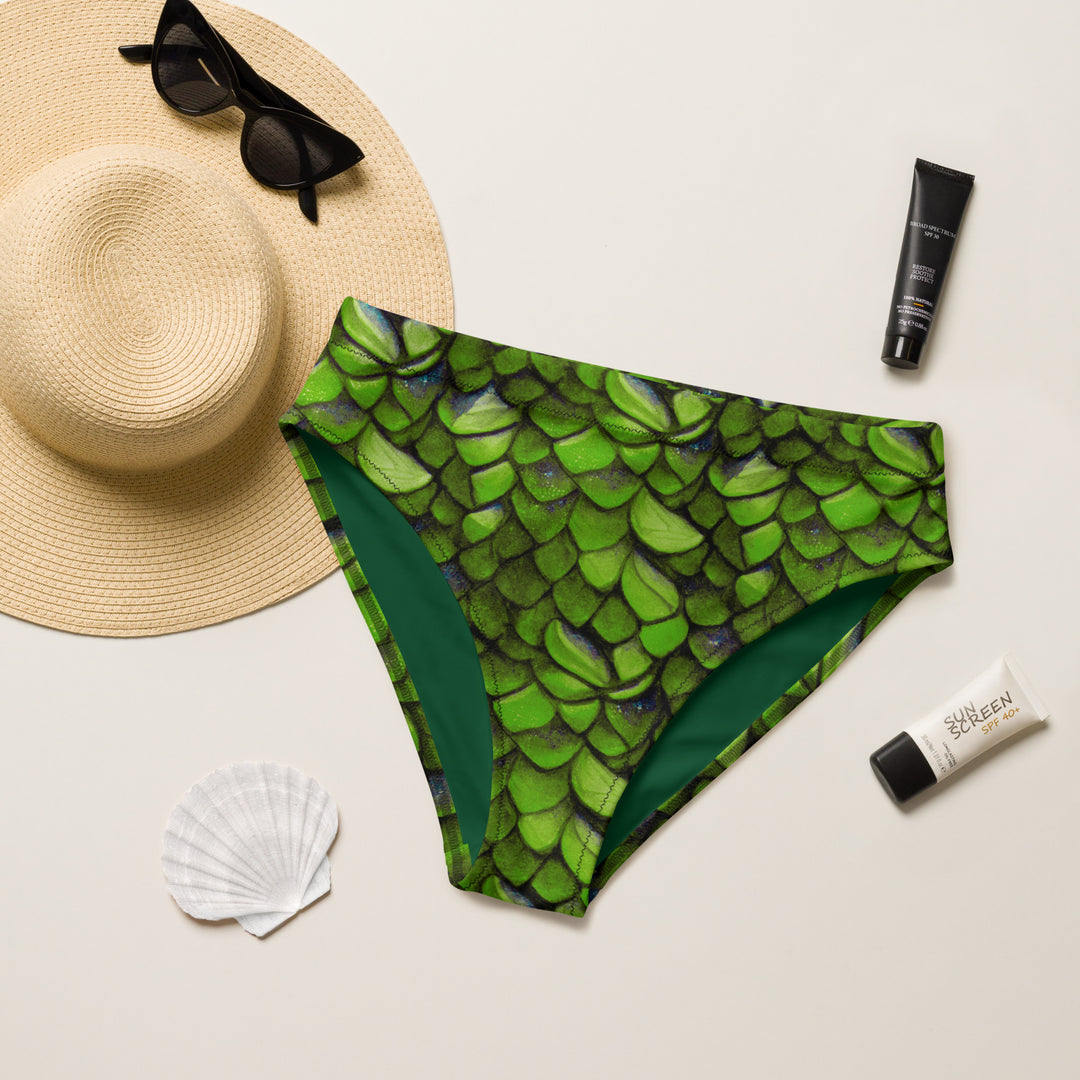 High Waist Bikini Bottom in Green