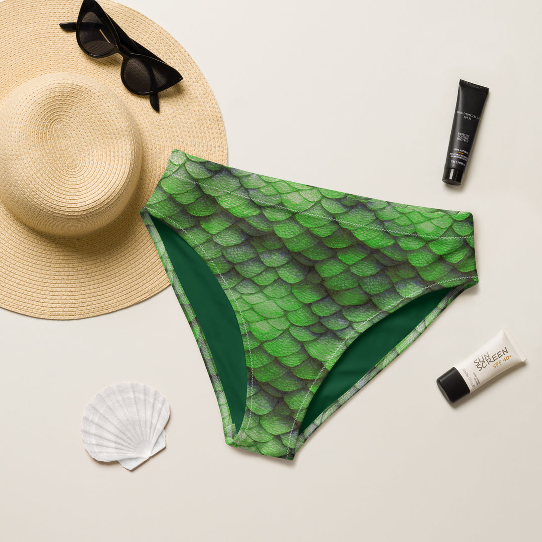 High Waist Bikini Bottom in Green