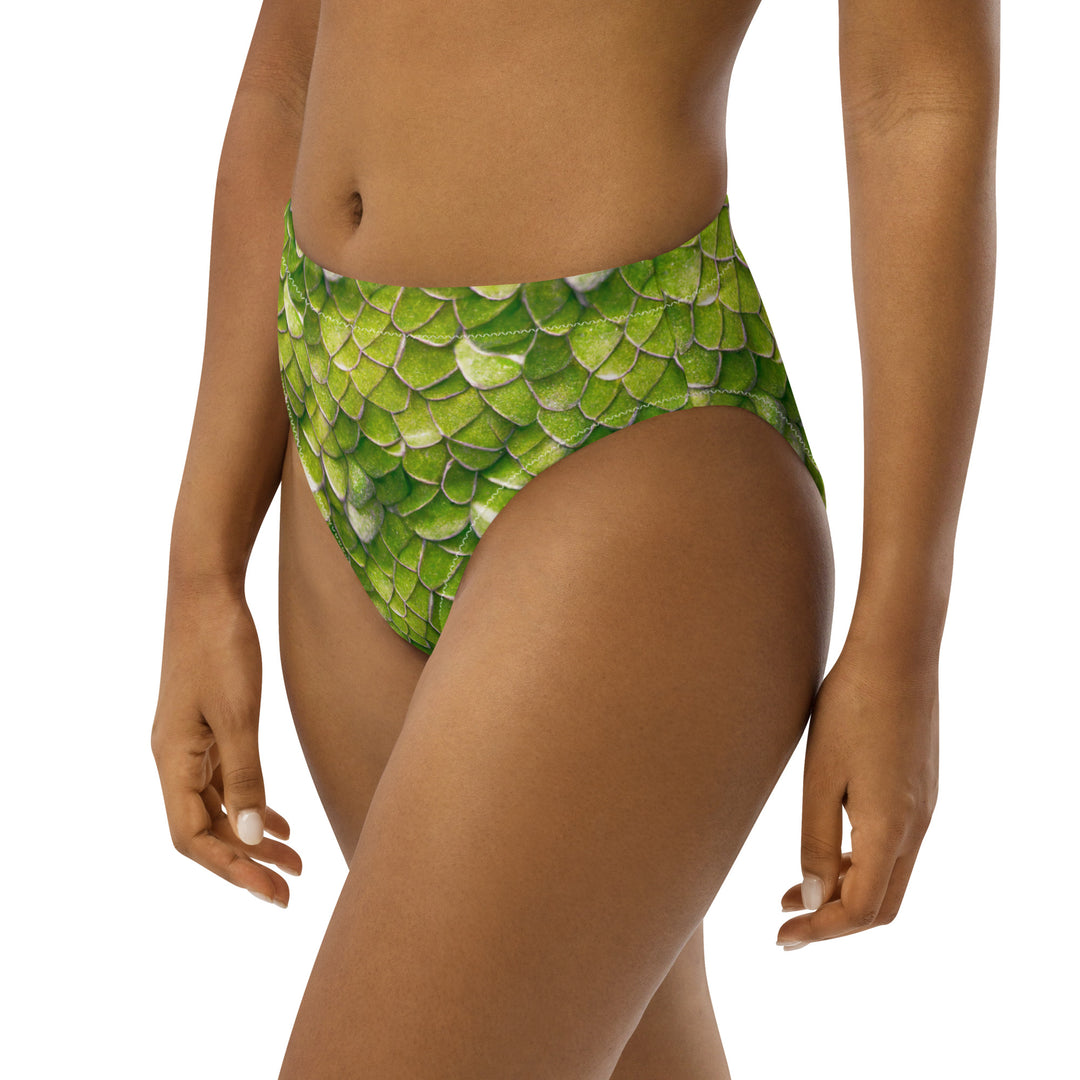 High Waist Bikini Bottom in Green - Side View