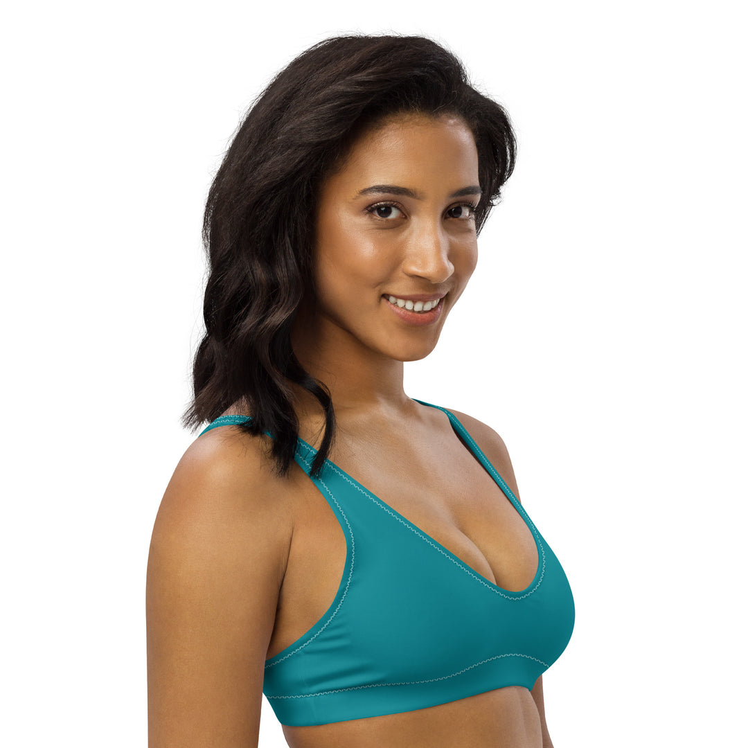 Padded Bikini Top in Teal - Side View