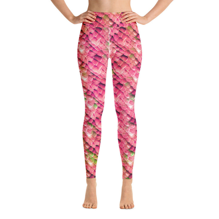 High Waist Swim Leggings in Pink - Front View