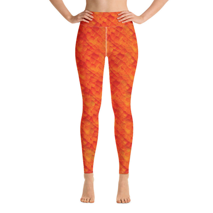 High Waist Swim Leggings in Orange - Front View