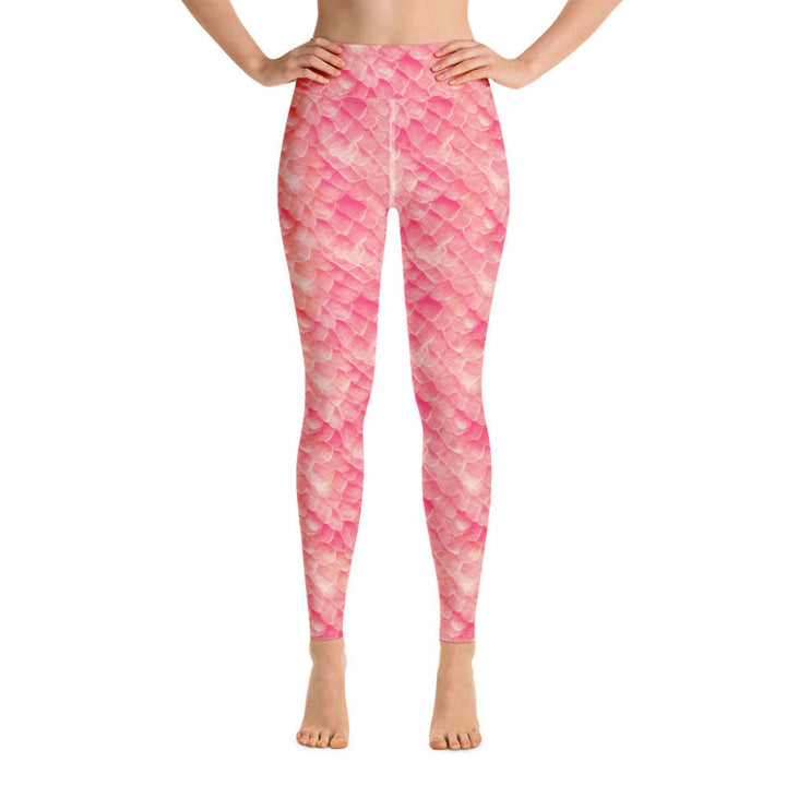 High Waist Swim Leggings in Pink - Front View