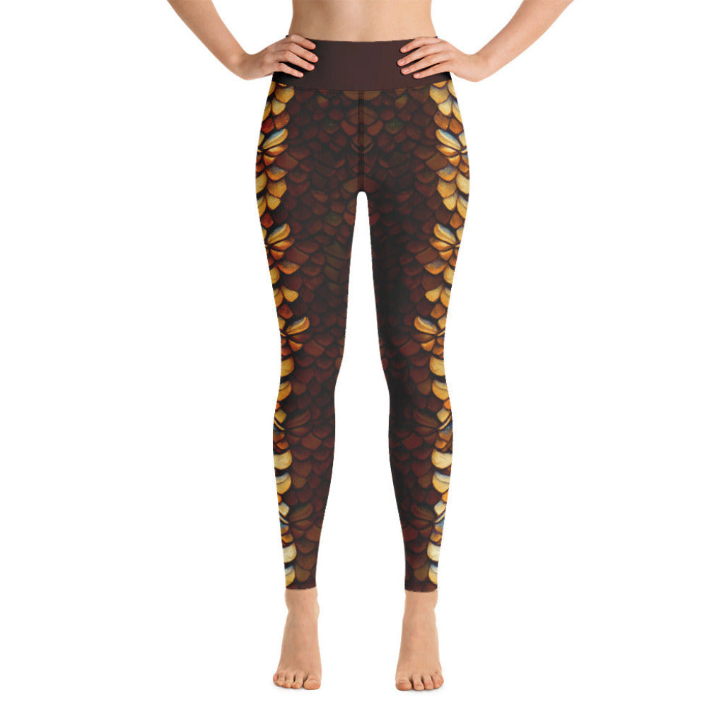 High Waist Swim Leggings in Gold - Front View