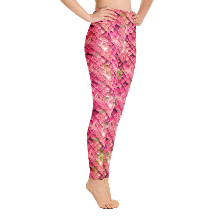 High Waist Swim Leggings in Pink - Side View