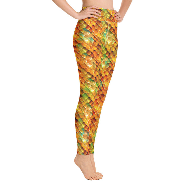 High Waist Swim Leggings in Gold - Side View