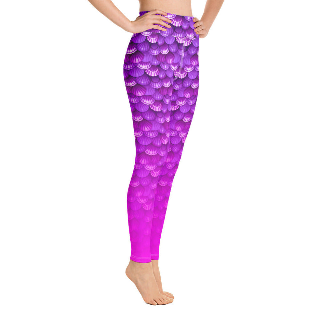 High Waist Swim Leggings in Purple - Side View