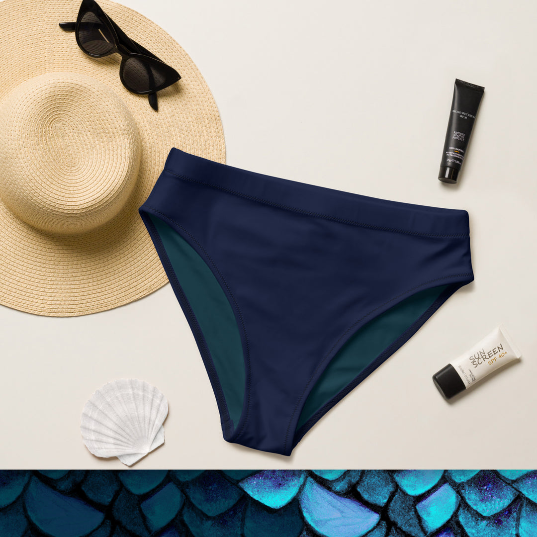 High Waist Bikini Bottom in Blue