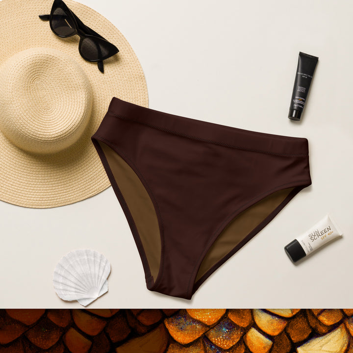 High Waist Bikini Bottom in Gold/Brown